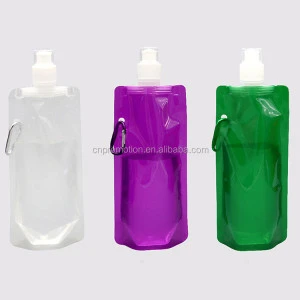 500ml Reusable Foldable Sport&amp;Outdoor Water Drinking Plastic Bag Portable Folding Water Bottle