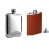 6oz stainless steel whiskey flask with leather with funnel gift sets copper lid embossed logo flask liquor for whiskey