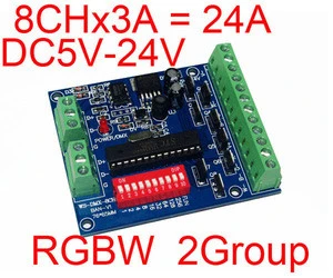 8 Channel DMX512 Decoder Dimmer Driver 8CH RGBW DMX Controller DC5V-24V for RGBW LED Strip Light Tape Lamp Module