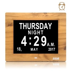 8 inch digital calendar Day Clock Extra Large Impaired Vision Digital Clock with Battery Backup & 5 Alarm Options
