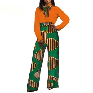 African women long sleeve shirt+pants clothing set