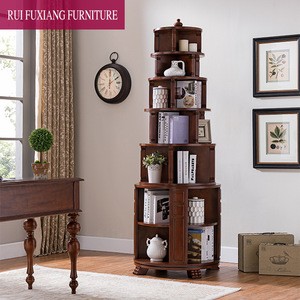 AK211 American Simple Solid Wood Shelf European Style Rotating Bookcase Living Room Small Bookcase Floor Bookcase