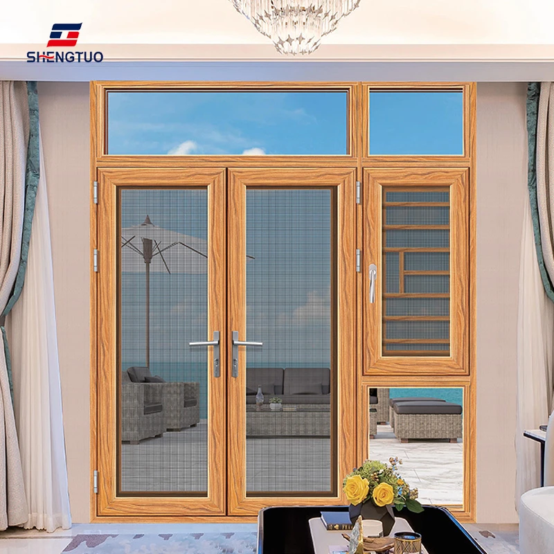 Aluminum frame door and windows screen integration curved window residential picture window crank windows