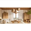 American solid wood living room sofa furniture combination coffee table corner several bookcase villa hotel can be customized