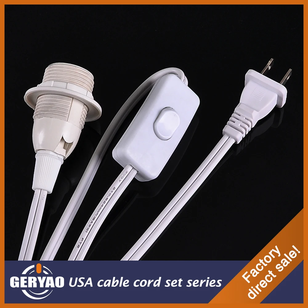 American standard USA Canada lamp cable wire kit,power cable with 303 switch,E12 lamp socket