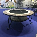 antique ceramic tile patio metal iron cast outdoor furniture fire pit designs