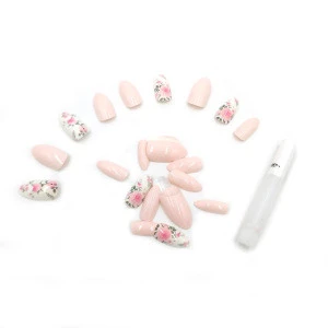 Artificial fingernails full cover false nail tips with nail glue