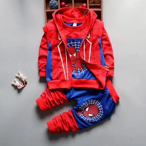 Autumn Boys Clothing Sets Kids Coat jacket+T Shirt+Pants 3 Pcs Children Sport Suits Baby Boys Spider Man Clothes Set