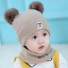 Autumn/winter baby hat scarf two-piece knit yarn warm and thickened cute baby hat scarf