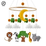 Baby Girl Unicorn Felted Mobile  Nursery Wooden Mobile Decor felt baby mobile for crib Hanging Art Mobile Baby
