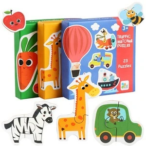 Baby Wooden Wood Animal Cognition Puzzle Fruit Learning Educational Toy Family Party Game For Kids