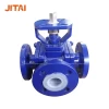 Bare Shaft PFA Lined 3 Way Ball Valves From CE Supplier