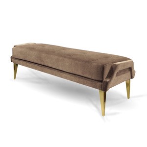 Bedroom upholstered  chocolate  velvet ottoman bench