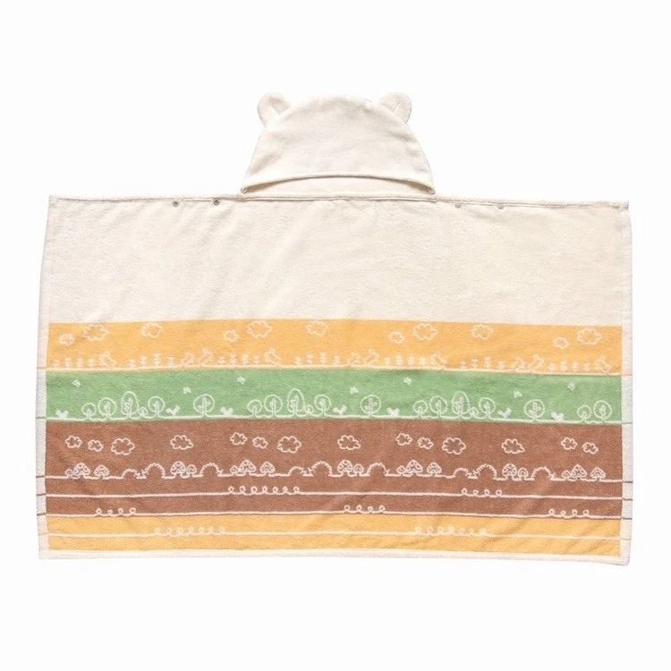 Best quality scenic pattern 100% cotton swaddle bath towel wrap blanket hooded baby