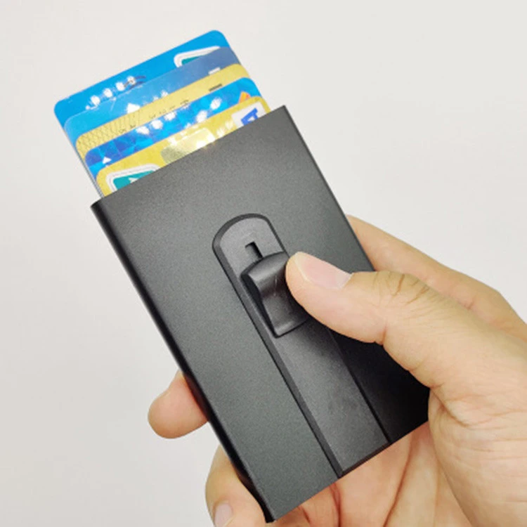 Best selling aluminum RFID blocking automatic Pop-Up aluminum wallet money clip card case holder
