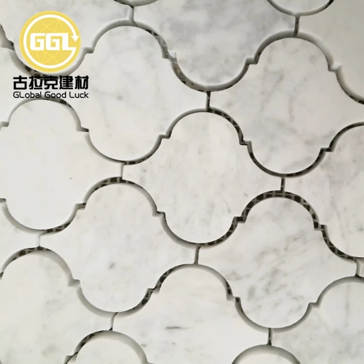 Buy Bianco Carrara Arabesque Polished White 3-inch Marble Wall And ...