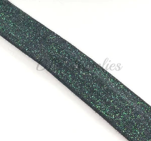 black frosted glitter elastic, Wholesale elastic, Fold over elastic - Headband supplies