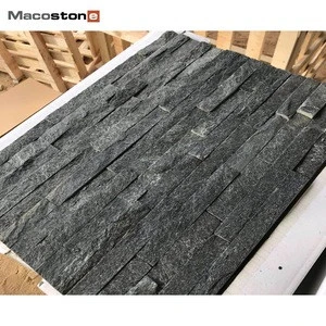 Black Natural cultured stone slate tiles exterior wall cladding