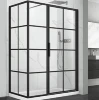 Black Raindrop 3 Panel Sliding Glass Shower Door