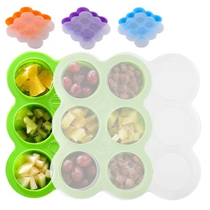 BPA Free Reusable Easy Out Portions 9x2.5oz Freezer Tray with Silicone Clip-On Lid Baby Food Storage Containers