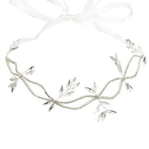 Bridal Wedding Hair Accessories White Pearl Rhinestones Band Bridesmaid Tiara Headband