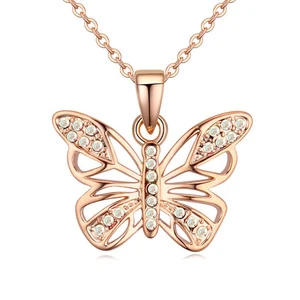 Butterfly Necklace Butterfly jewelry Autumn accessories popular hip enamel crystal butterfly pendant long necklace chain women