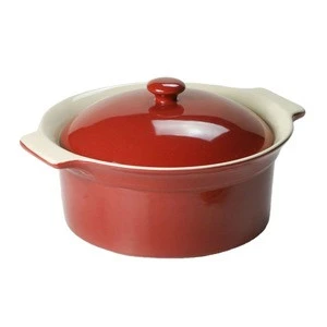 Casserole Dish for Oven with Lid Red Stoneware Baking Dish Set Oven to Table and Serving Dish Bakeware Set