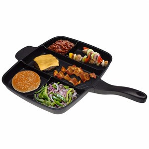Cast Iron Breakfast Skillet Master Pan 5 in 1 Multi Section Divided Frying Grill Pan