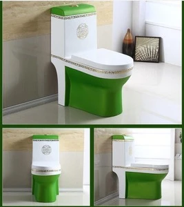 Chaozhou Manufacturer 4 Inch Outlet Hole Green Color Decorative Toilet Bowl