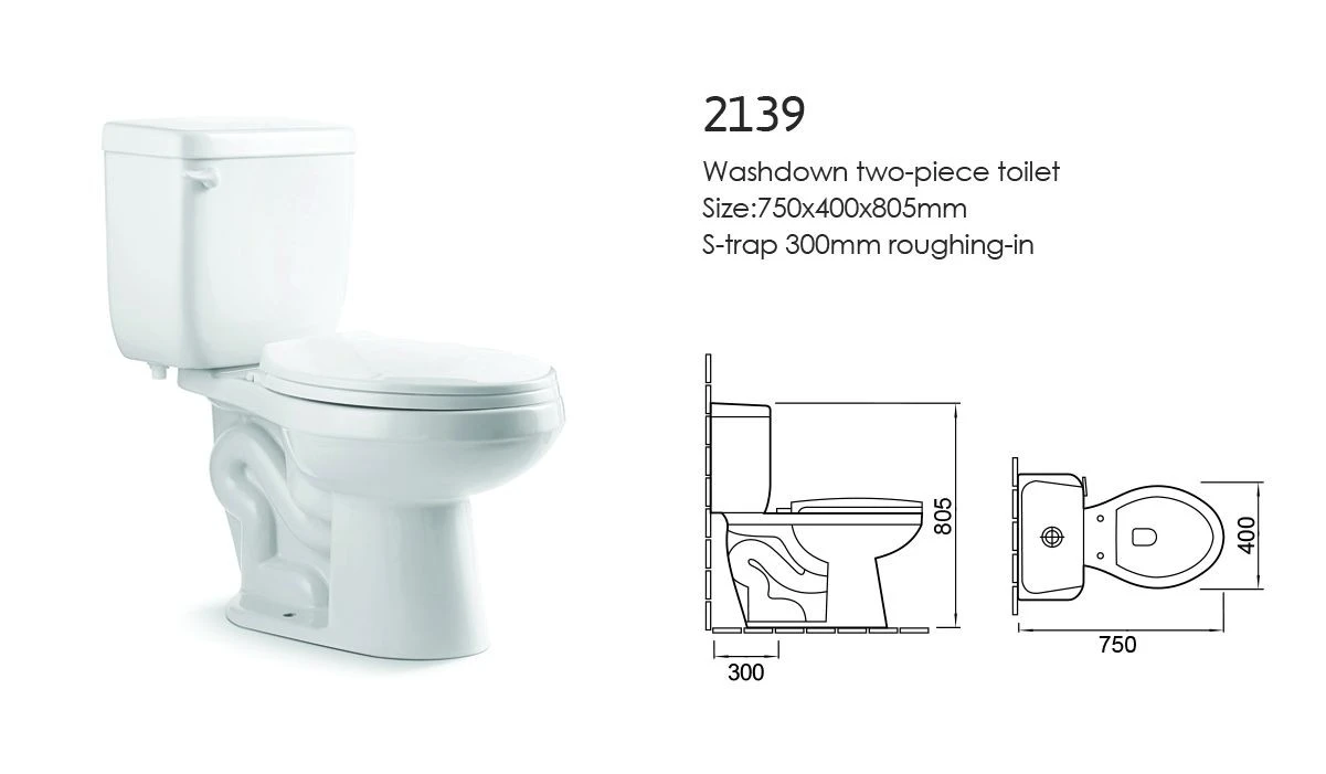 cheap price bathroom WC pan wash down s-trap two piece toilet space-saving