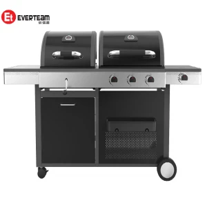 CHINA GUANGDONG HOT DUAL FUEL BBQ  WITH SIDE BURNER GAS and CHARCOAL GRILL