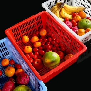 China professional manufacture sieve rectangle fruit vegetable kitchen plastic basket