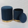 Chinese manufacturer fashion button storage footstool round fabric low stool