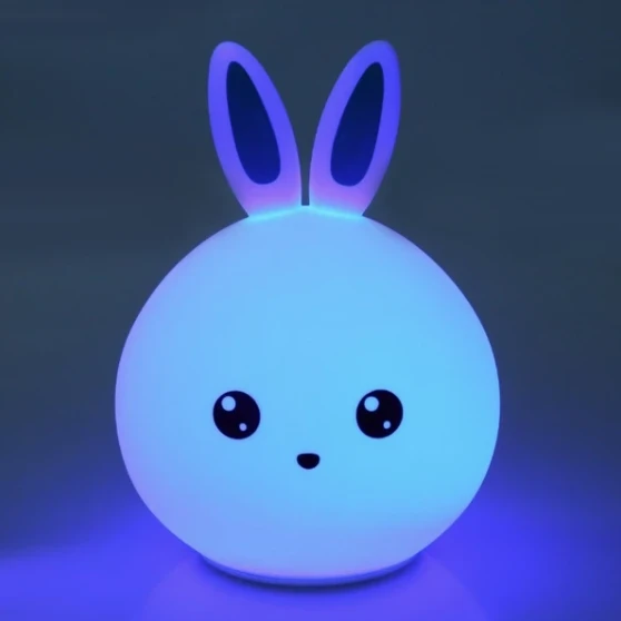Christmas Lights Colorful Cute Rabbit LED Table Lamp,Silicone Night Lights Book Lamp