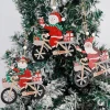 Christmas Tree Decorative Pendant Snowman Santa Claus Wooden Faceless Doll Ornaments