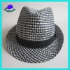 Classic Handmade Wholesale Panama Straw Hats Unisex Fedora Trilby Hats Plaid Fedora Hats