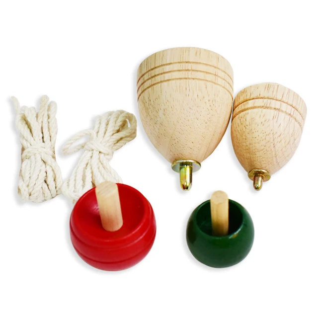 Classical gyro wooden toys spinning top with rope