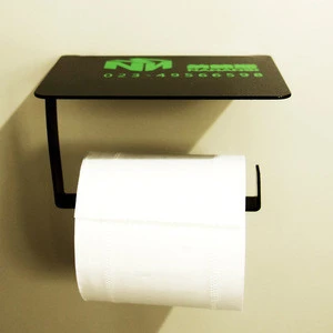 Cold rolled Steel Wall Mounted black coating Paper Toilet Holder With Mobile Phone Shelf