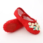 Colorful Canvas Cotton Elastic Flower Girls Ballet Slippers For Kids Dancing Shoes