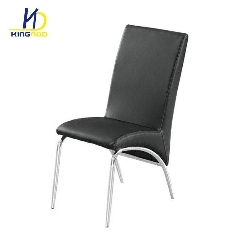 Comfortable Restaurant Soft Silla PU Leather with Chromed Metal Legs Dining Chairs