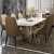 Import contemporary dining room furniture dining tables and chairs set marble top dining table stainless steel stand wooden chairs from China