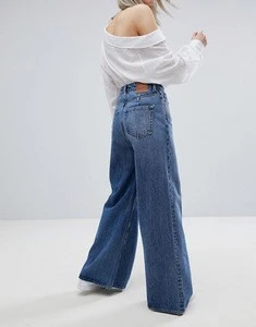 Cotton A-Line Wide Leg Denim Jeans Women