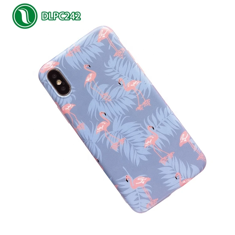 Creative Girl Phone Cover Case Protective Soft Matte Transparent TPU Case for iPhone XS Flamingo IMD full cover Case