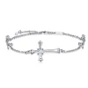 Cross Anklet for Women , 925 Sterling Silver Adjustable Cross Ankle Bracelet