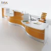 Curved L Shaped White Modern Hospital Office Salon Receptionist Desk