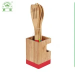 Custom 100% natural bamboo spoon knife and fork holder for kitchen