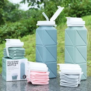 Custom Bpa Free Silicone Foldable Water Bottles Travel Gym Leakproof Collapsible Sports Water Bottle Collapsible Water Bottle