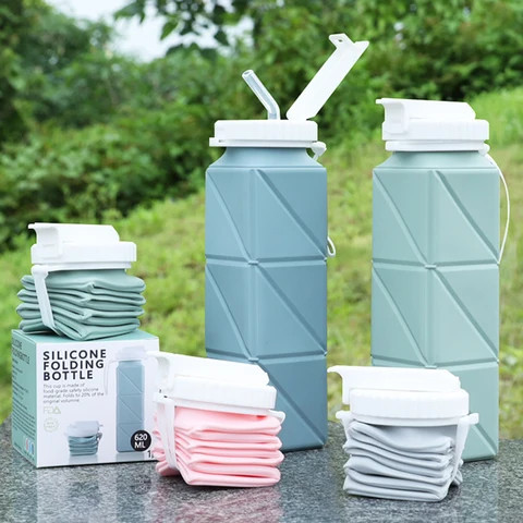Buy Custom Bpa Free Silicone Foldable Water Bottles Travel Gym ...