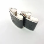 Custom Design Stainless steel Brown Leather whisky hip flask 6oz