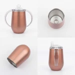 Custom Logo Portable 10oz Double Wall Metal Stainless Steel Tumbler Vacuum Insulated Thermos Kids Sippy Cup with Handle